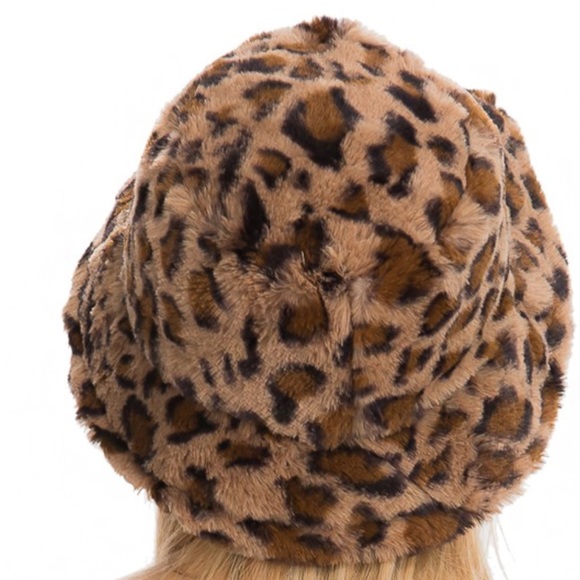 NEW Best Gift Leopard Faux Fur Bucket Winter Hat - Picture 6 of 7
